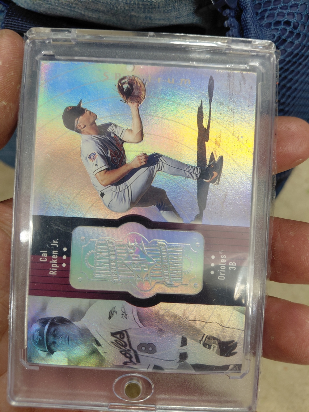 Holographic Baseball Trading Card in Clear Protective Case - Silver